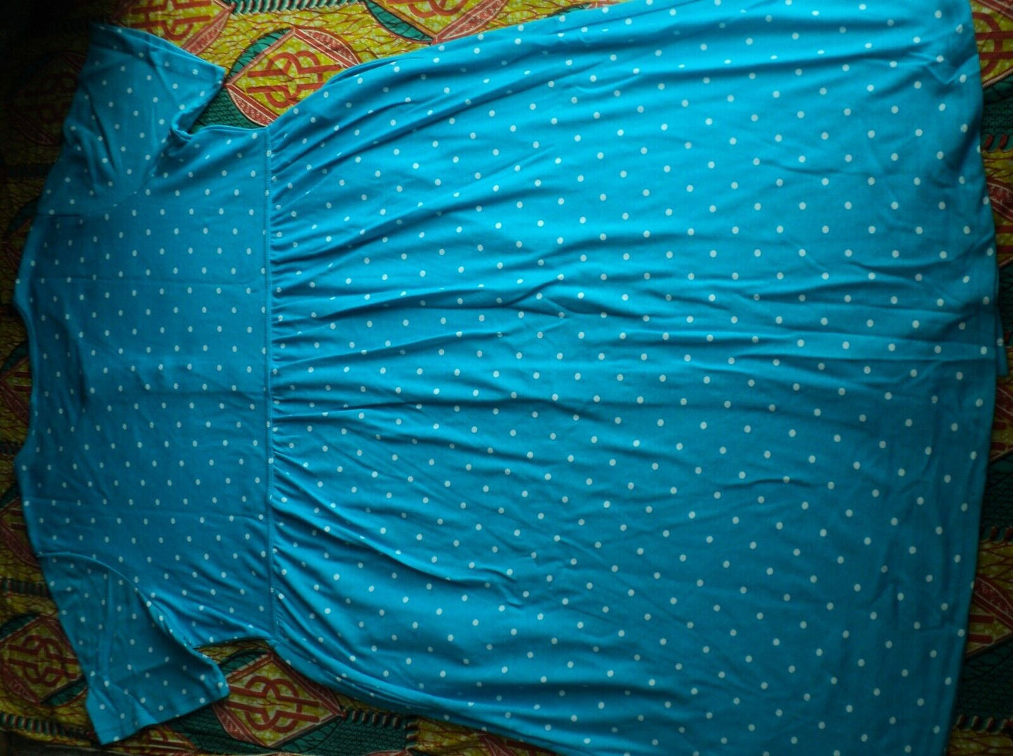 Woman Within Plus Size Paradise Blue Button Front Empire Waist Dress Size 6X