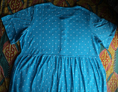 Woman Within Plus Size Paradise Blue Button Front Empire Waist Dress Size 6X