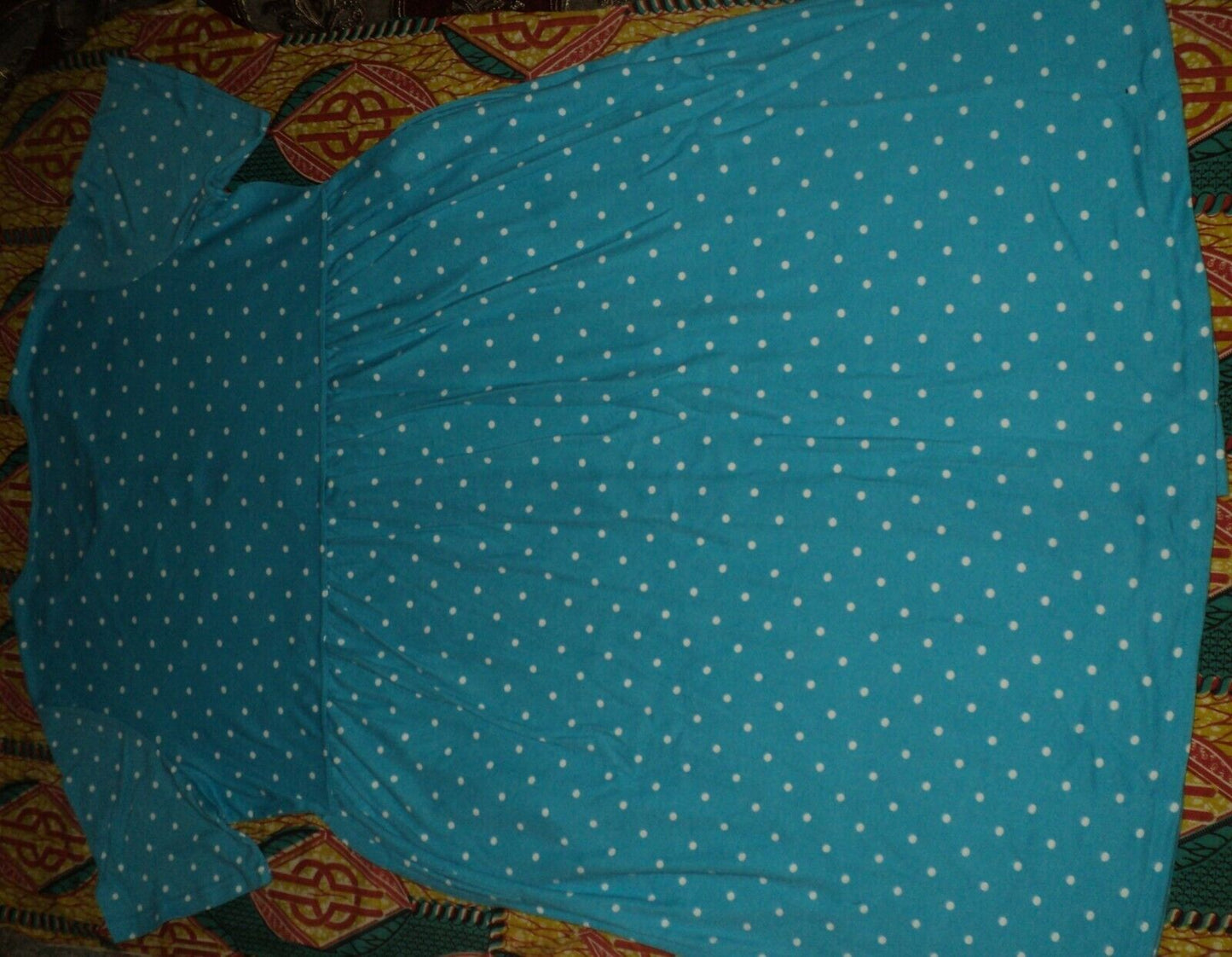 Woman Within Plus Size Paradise Blue Button Front Empire Waist Dress Size 6X