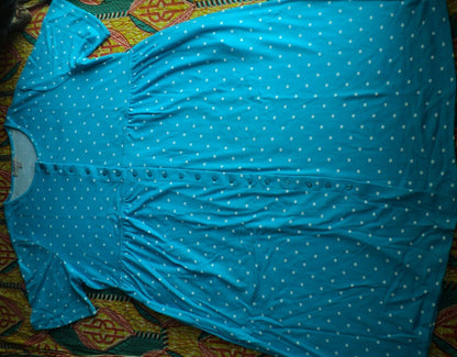 Woman Within Plus Size Paradise Blue Button Front Empire Waist Dress Size 6X