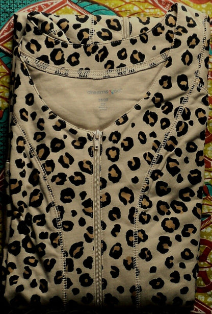 Dreams & Co. Plus Size Classic Leopard Short Sleeves Long Zip-Front Robe Size 6X