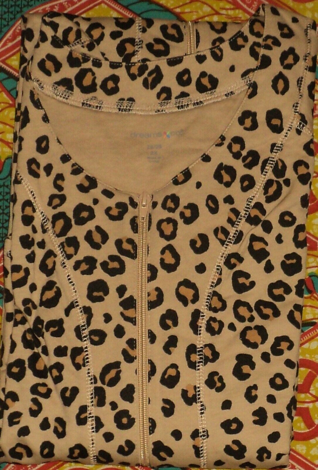 Dreams & Co. Plus Size Classic Leopard Short Sleeves Long Zip-Front Robe Size 6X