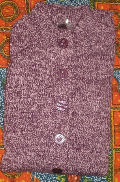 Woman Within Plus Size Deep Claret White Marled Sweater Cardigan Size L(18/20)