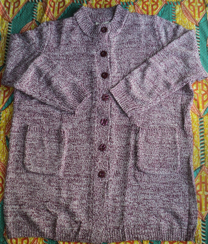 Woman Within Plus Size Deep Claret White Marled Sweater Cardigan Size 5X(38/40)