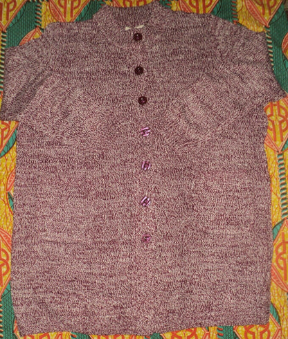 Woman Within Plus Size Deep Claret White Marled Sweater Cardigan Size 5X(38/40)