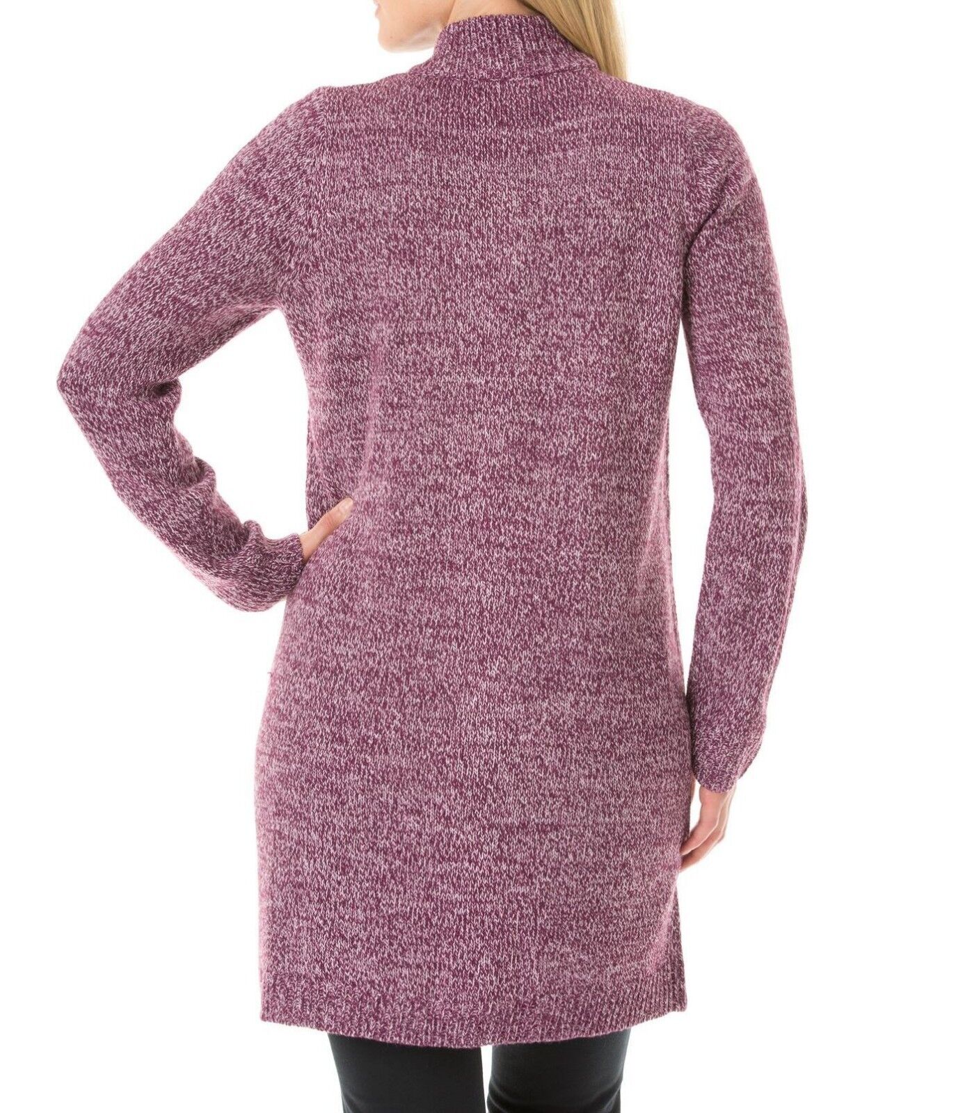 Woman Within Plus Size Deep Claret White Marled Sweater Cardigan Size 5X(38/40)