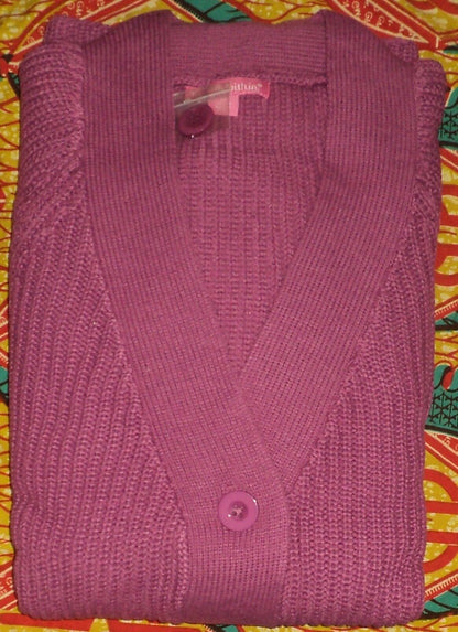 Woman Within Plus Size Deep Orchid Shaker Knit Cardigan Size 1X(22/24)