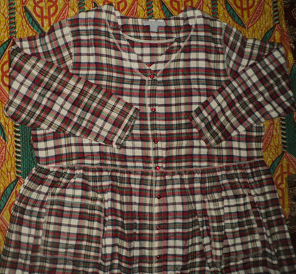 Only Necessities Plus Size Red White Plaid Flannel Snap-Front Lounger Size 3X