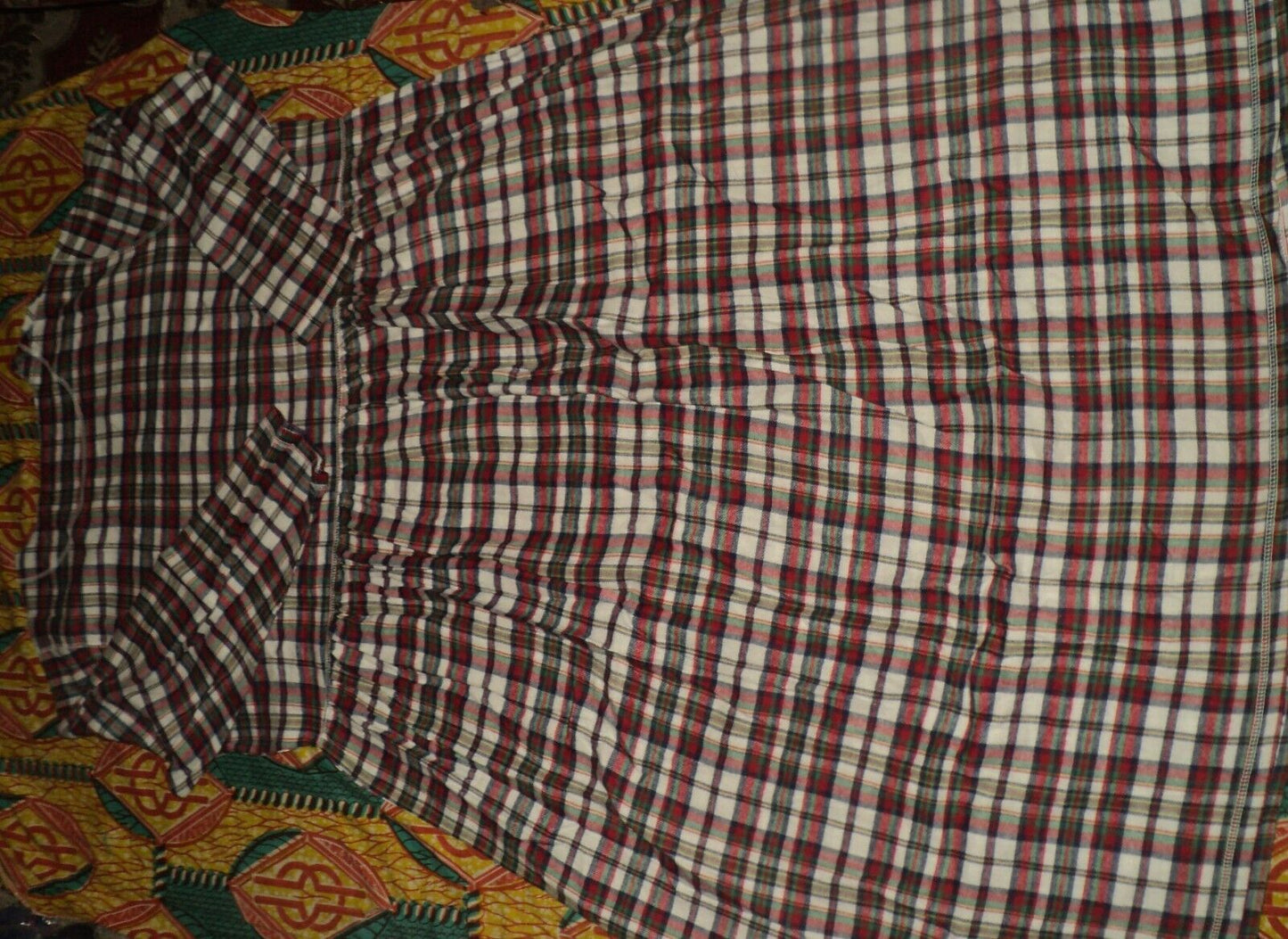 Only Necessities Plus Size Red White Plaid Flannel Snap-Front Lounger Size 3X