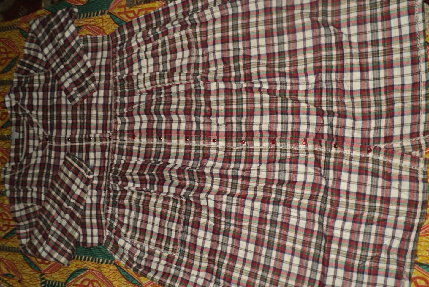 Only Necessities Plus Size Red White Plaid Flannel Snap-Front Lounger Size 3X