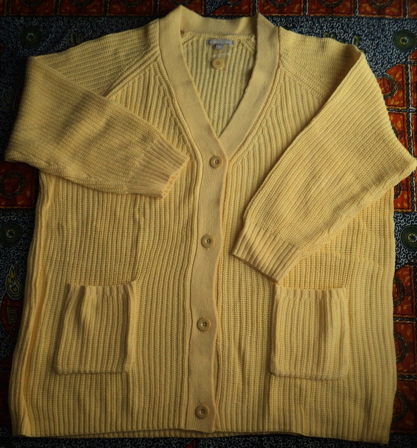 Woman Within Plus Size Banana  Long Sleeves Shaker Knit Cardigan Size 3X(30/32)