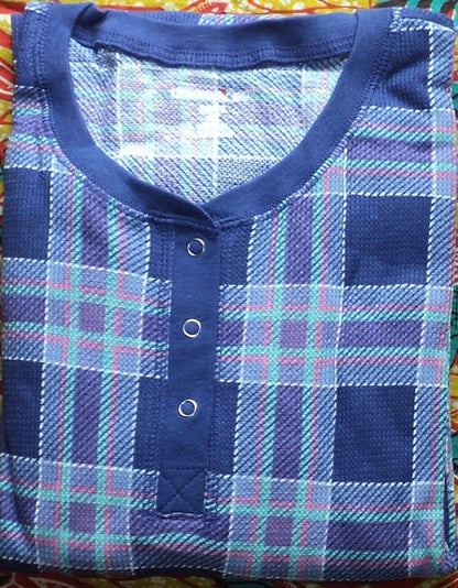 Dreams & Co. Plus Size Ultra Blue Thermal Henley Sleepshirt Size 2X(26/28)