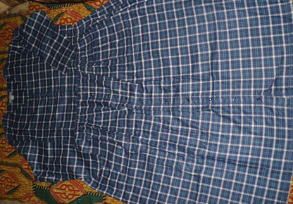 Only Necessities Plus Size Blue Sapphire Plaid Flannel Snap-Front Lounger Sz 3X