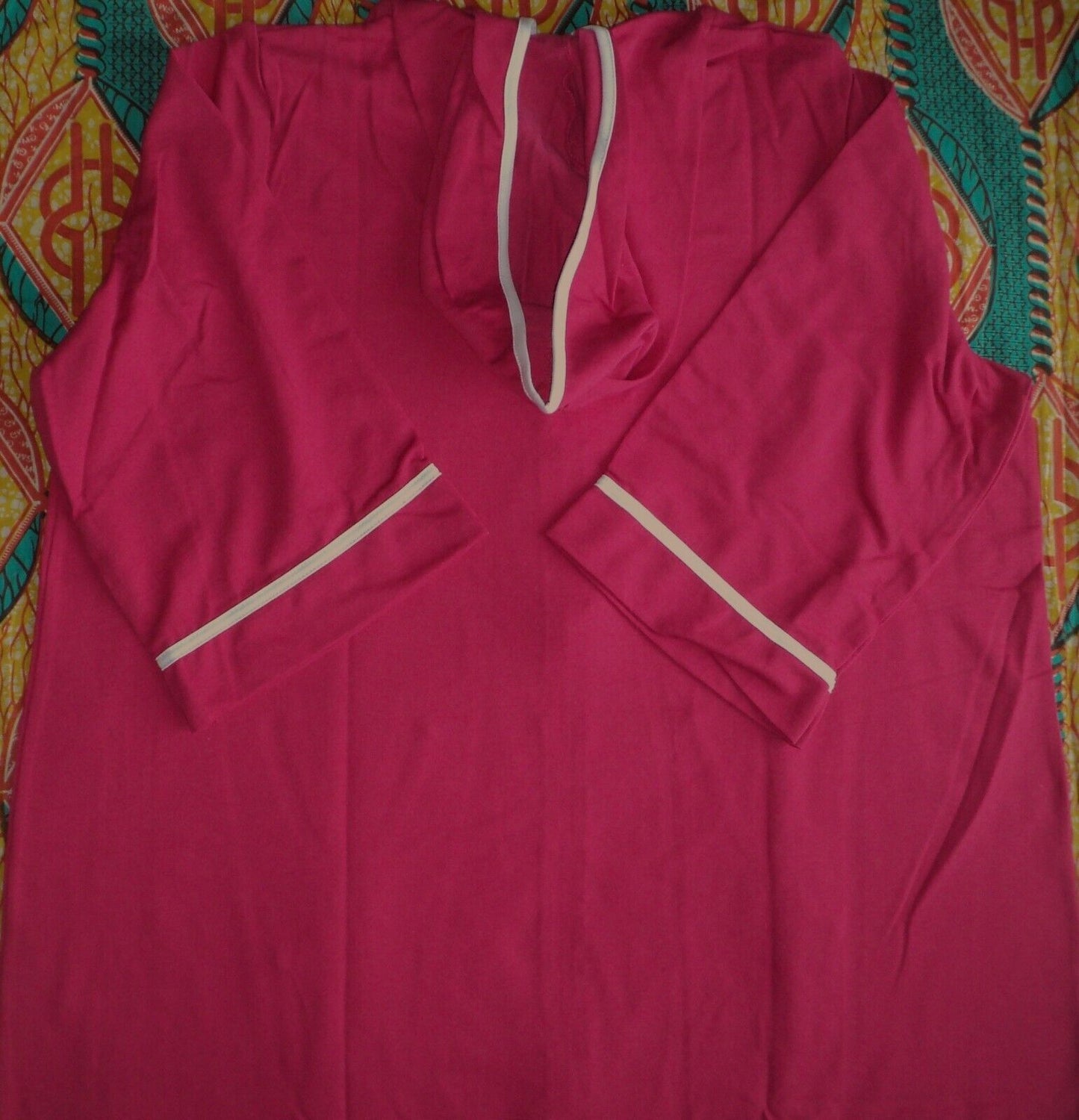 Dreams & Co. Plus Size Pink Burst 3/4 Sleeves Long Hooded Robe Size 1X(22/24)