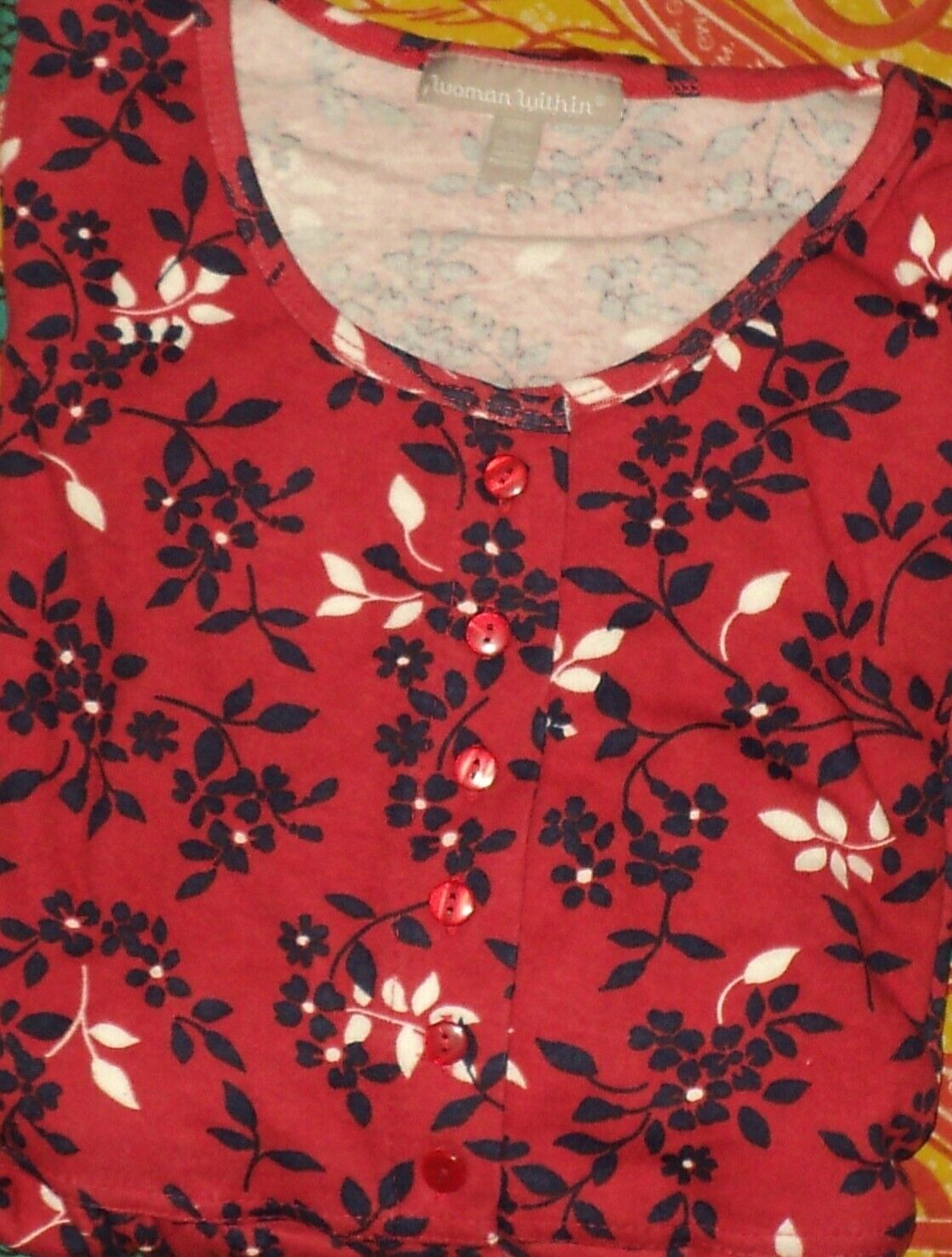 Woman Within Petite Plus Size Classic Red Button Front Empire Waist Dress Sz 6X