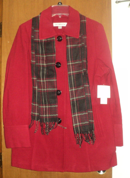 Liz Claiborne Ruby Red Plus Size Long Sleeves Scarf Coat Size 3X(22W/24W)
