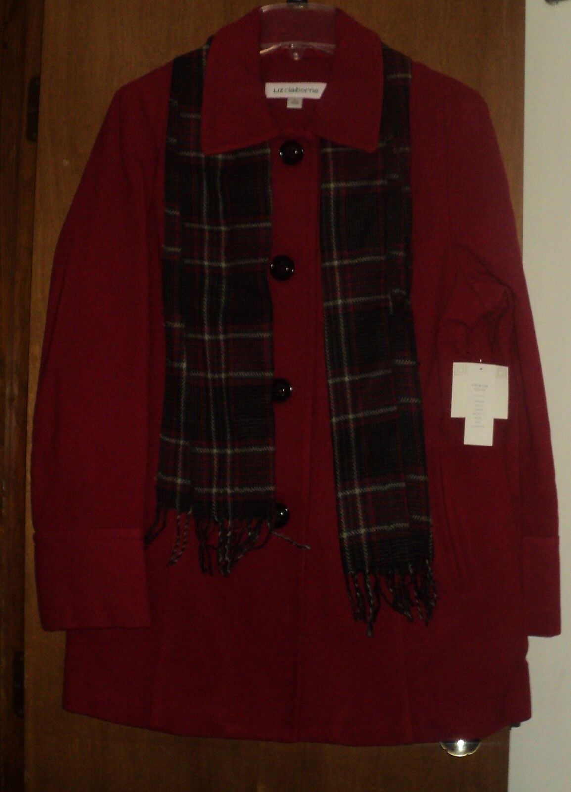 Liz Claiborne Ruby Red Plus Size Long Sleeves Scarf Coat Size 3X(22W/24W)