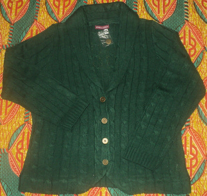 Jessica London Plus Size Emerald Green Cable Blazer Sweater Cardigan Size 30/32
