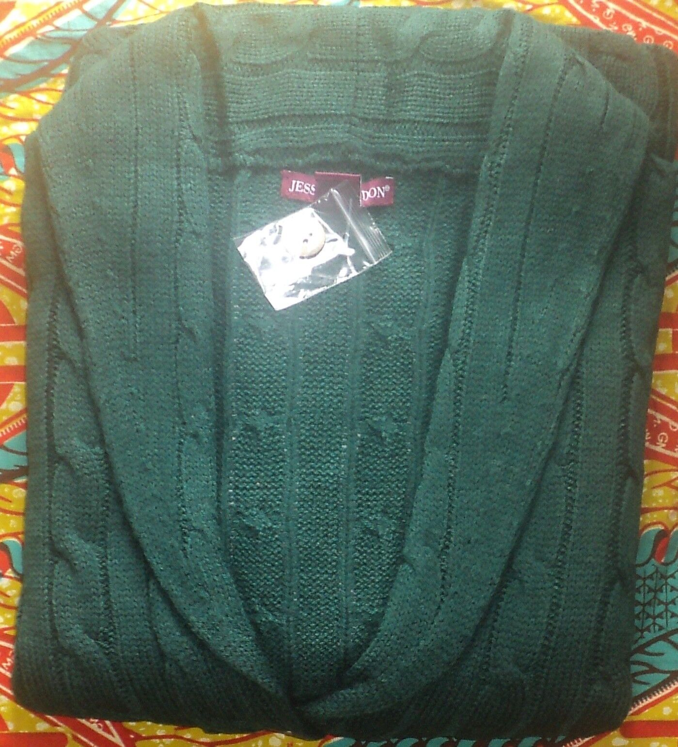 Jessica London Plus Size Emerald Green Cable Blazer Sweater Cardigan Size 30/32