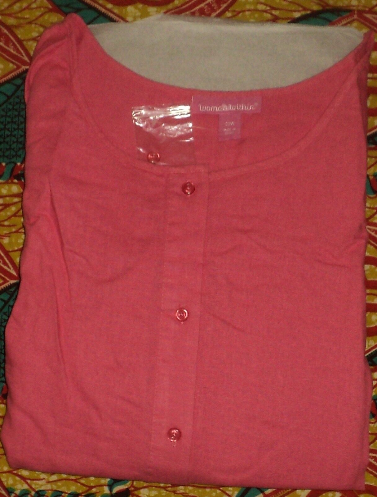 Woman Within Plus Size Bright Pink Sleeveless Button-Front Linen-Blend Dress 26W