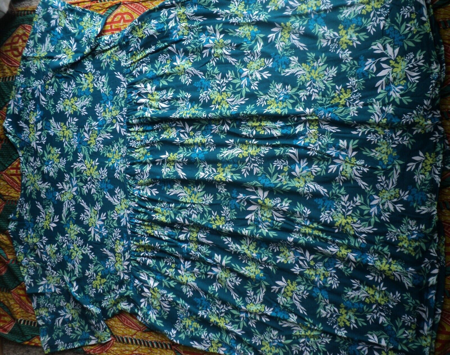 Woman Within Petite Plus Size Deep Teal Button Front Empire Waist Dress Size 6X