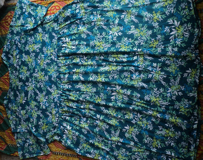 Woman Within Petite Plus Size Deep Teal Button Front Empire Waist Dress Size 6X