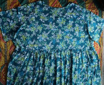 Woman Within Petite Plus Size Deep Teal Button Front Empire Waist Dress Size 6X