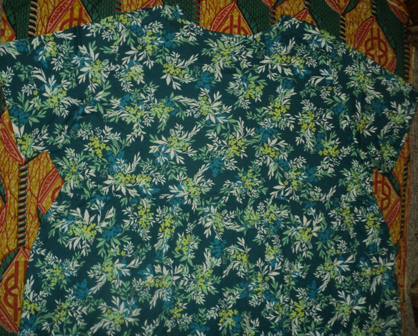 Woman Within Petite Plus Size Deep Teal Button Front Empire Waist Dress Size 6X