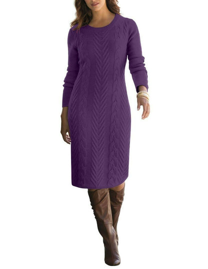 Jessica London Plus size Ivory Cable Knit Long Sleeves Sweater Dress Size 22/24