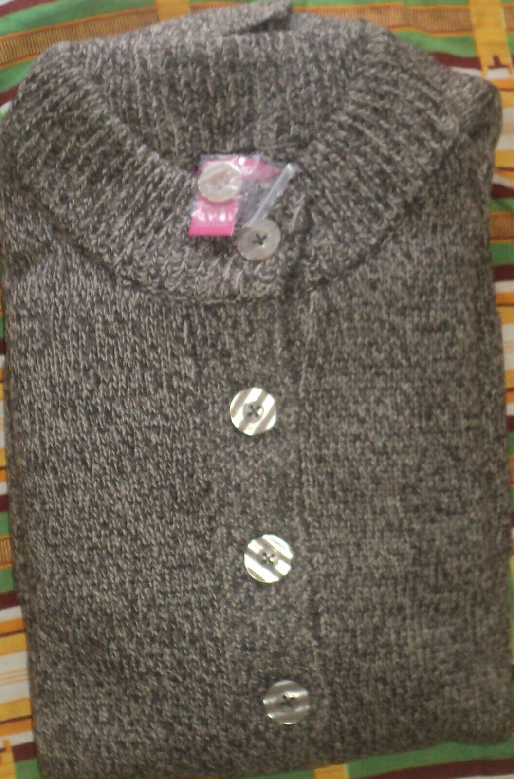 Woman Within Plus Size Light Khaki Chocolate Marled Sweater Cardigan Size 2X