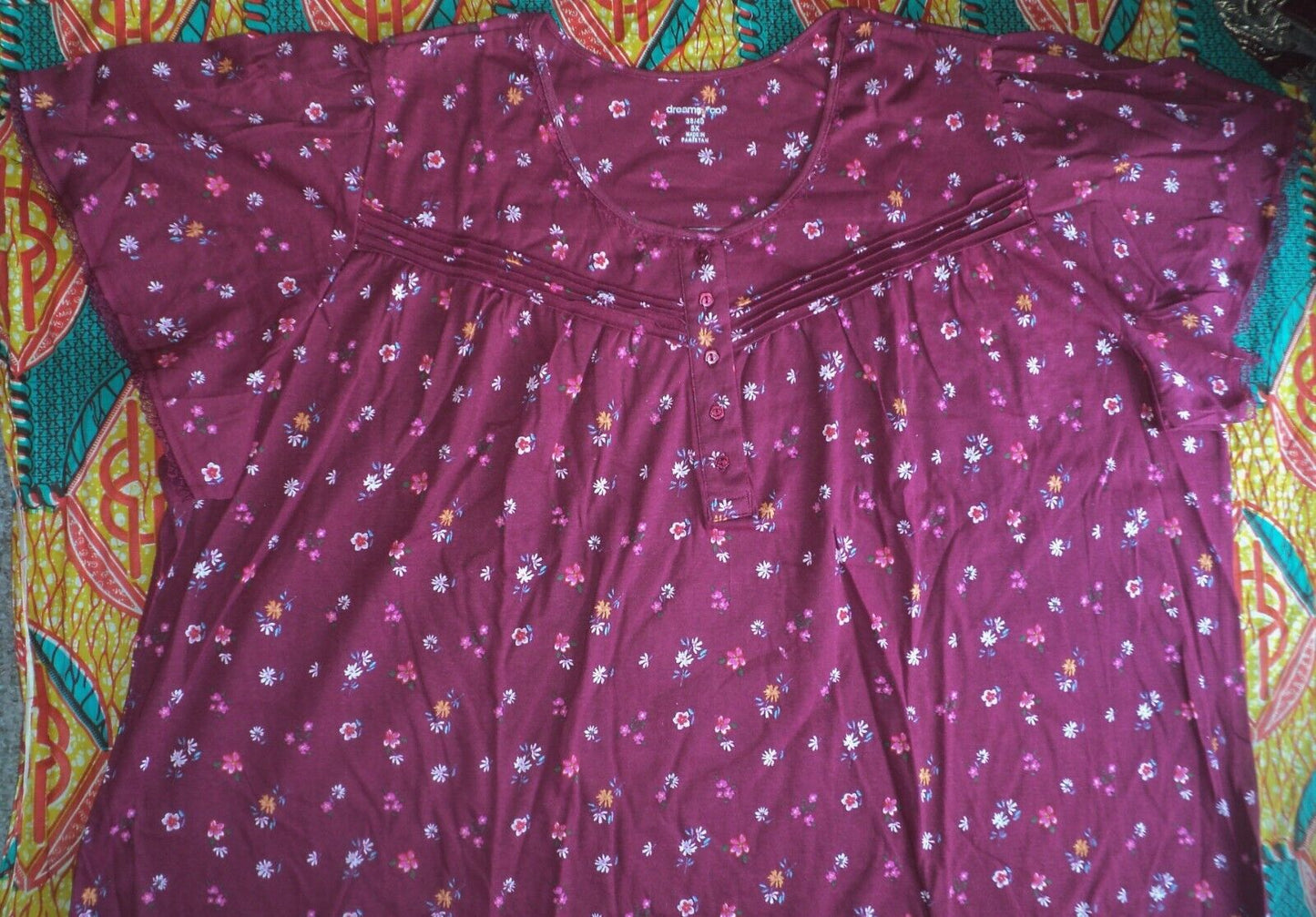 Dreams & Co. Plus Size Pomegranate Long Cotton Knit Nightgown Size 3X(30/32)