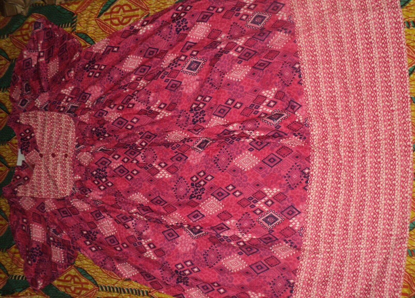 Only Necessities Plus Size Peony Petal Geo Mixed Print Long Lounger Size 5X