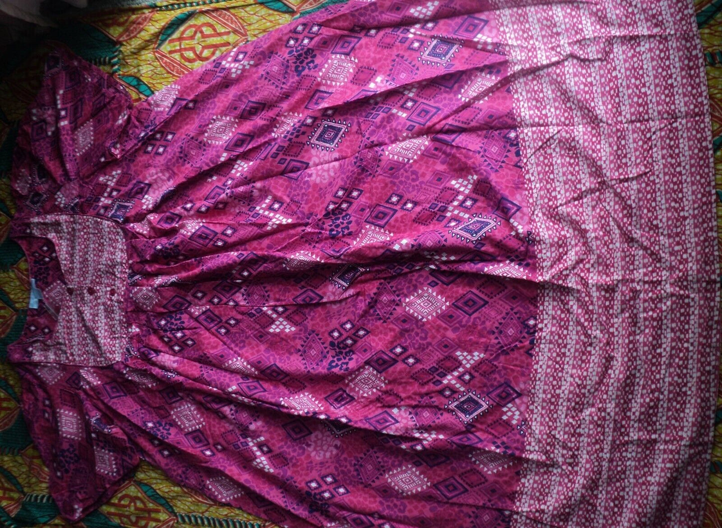 Only Necessities Plus Size Peony Petal Geo Mixed Print Long Lounger Size 5X