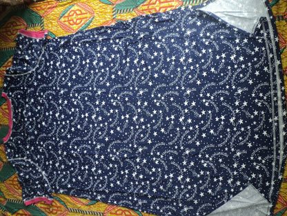 Dreams & Co. Plus Size Evening Blue Stars Long Henley Sleepshirt Size 1X(22/24)