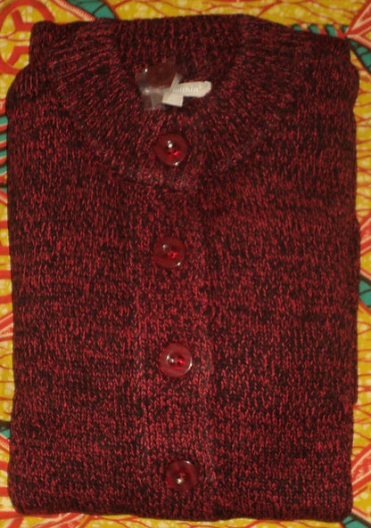 Woman Within Plus Size Fresh Red Black Sweater Cardigan Size 1X(22/24)
