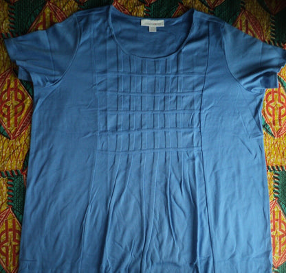 Dreams & Co. Plus Size Cornflower Blue Solid Pintucked Lounger